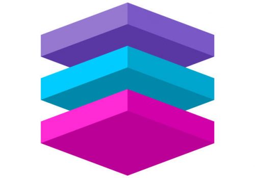 Moving up arrow. Terrace design element. Isometric plates float. Vector illustration, clip art